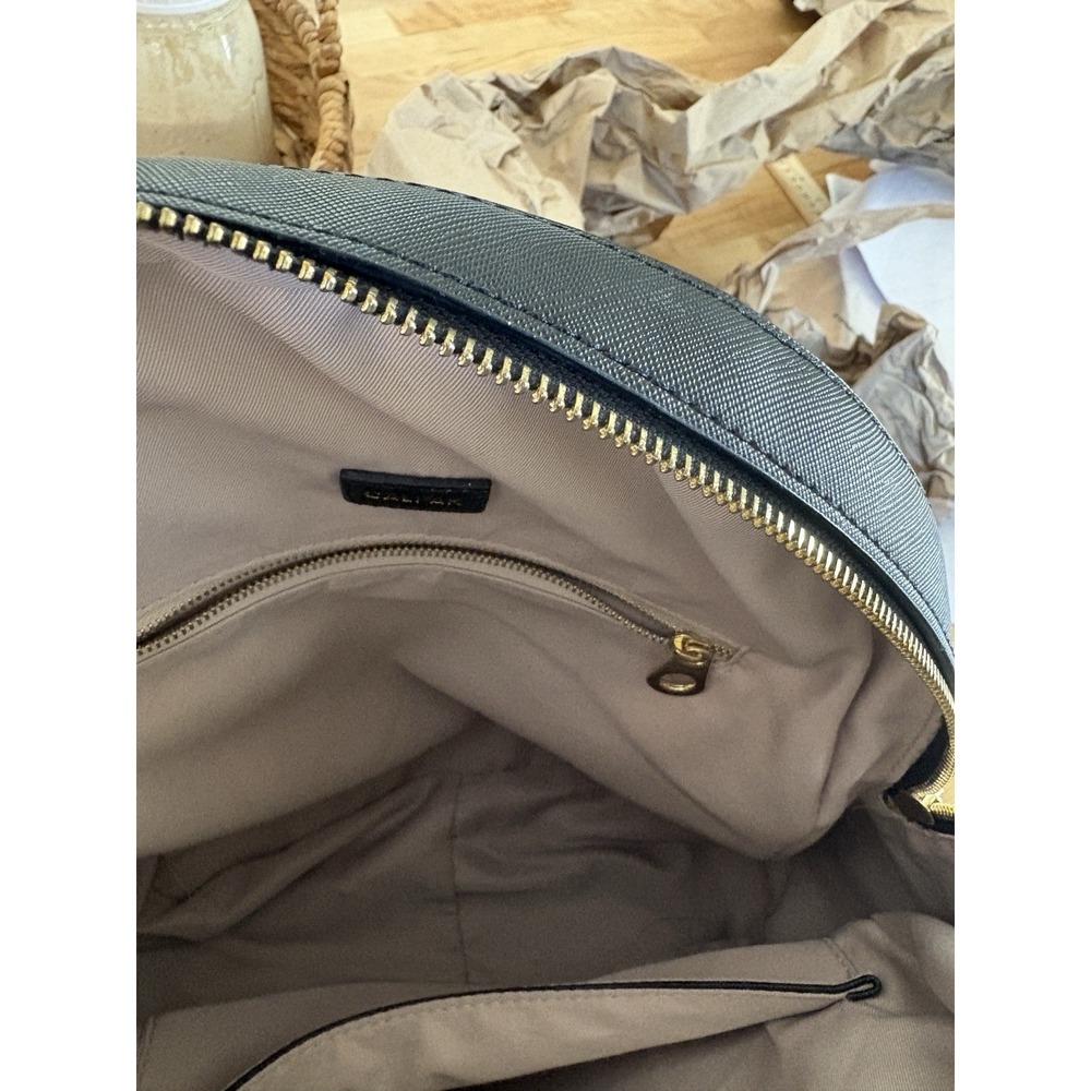 Calpak Kaya  Backpack‎ Black Vegan Leather Whipstitched Gold Trim Sleek Chic - Picture 11 of 11